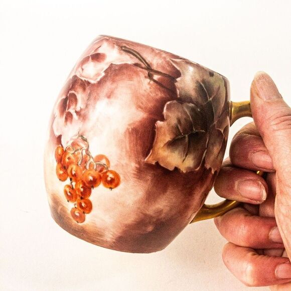 Antique T&V Limoges Porcelain Artist Signed Coffee Mug France - Picture 8 of 10